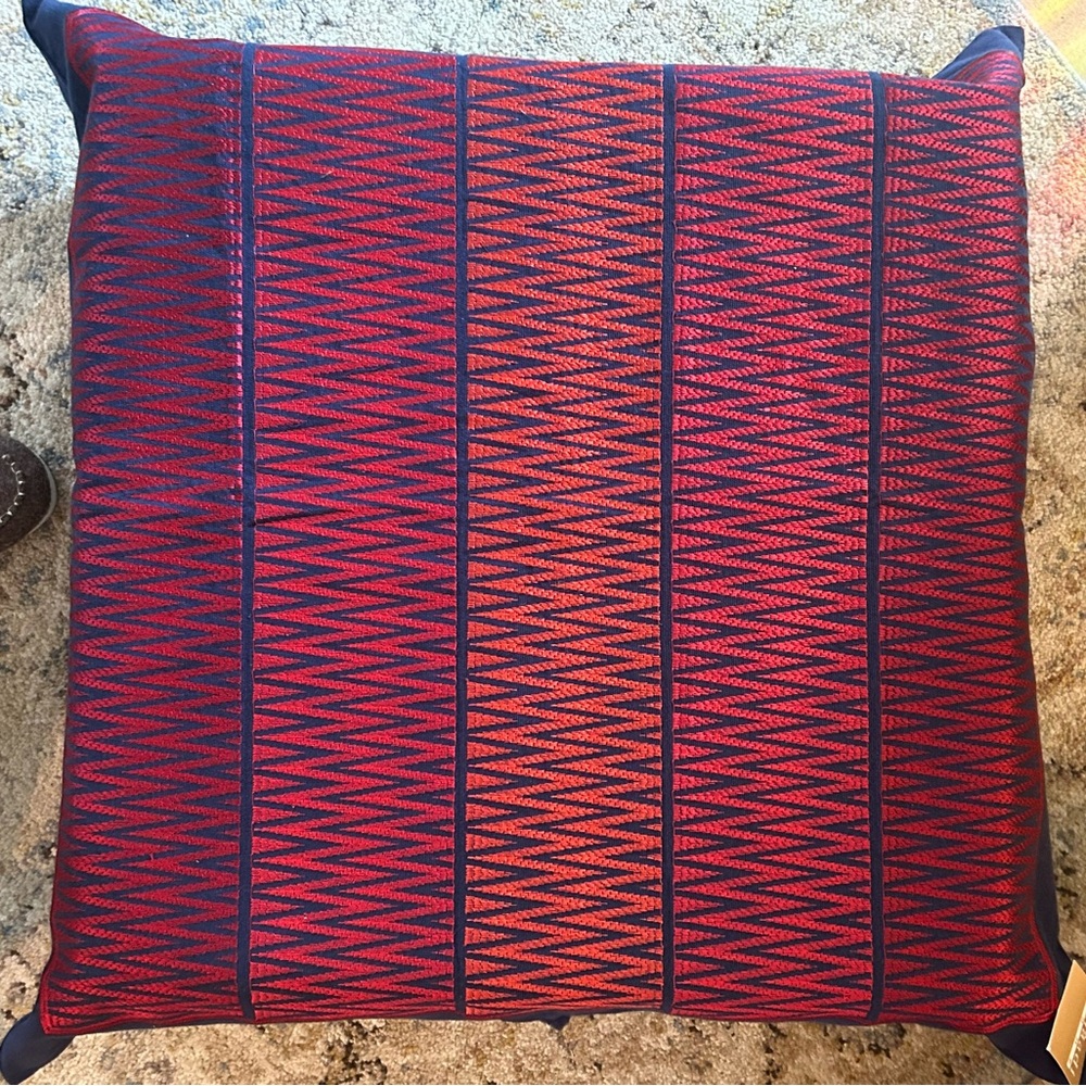 Handcrafted Khaadi Home Red and Blue Accent Pillow Cover Set 1 Floor 2 Sofa